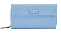 Gucci Microguccissima Wallet, Leather, Light Blue, 840, 3*
